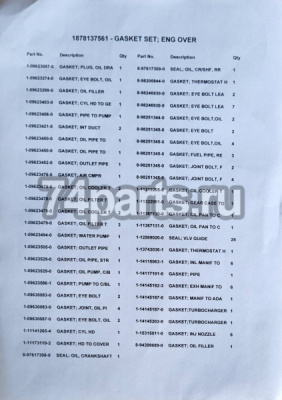 1-87813-756-1 полный комплект прокладок ISUZU 6WG1